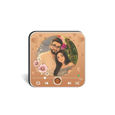 Personalized Caricature Theme Couple Photo Musical Fridge Magnet with Custom Photo & Song Surprise Gift for Wife, Husband, Girlfriend, Boyfriend